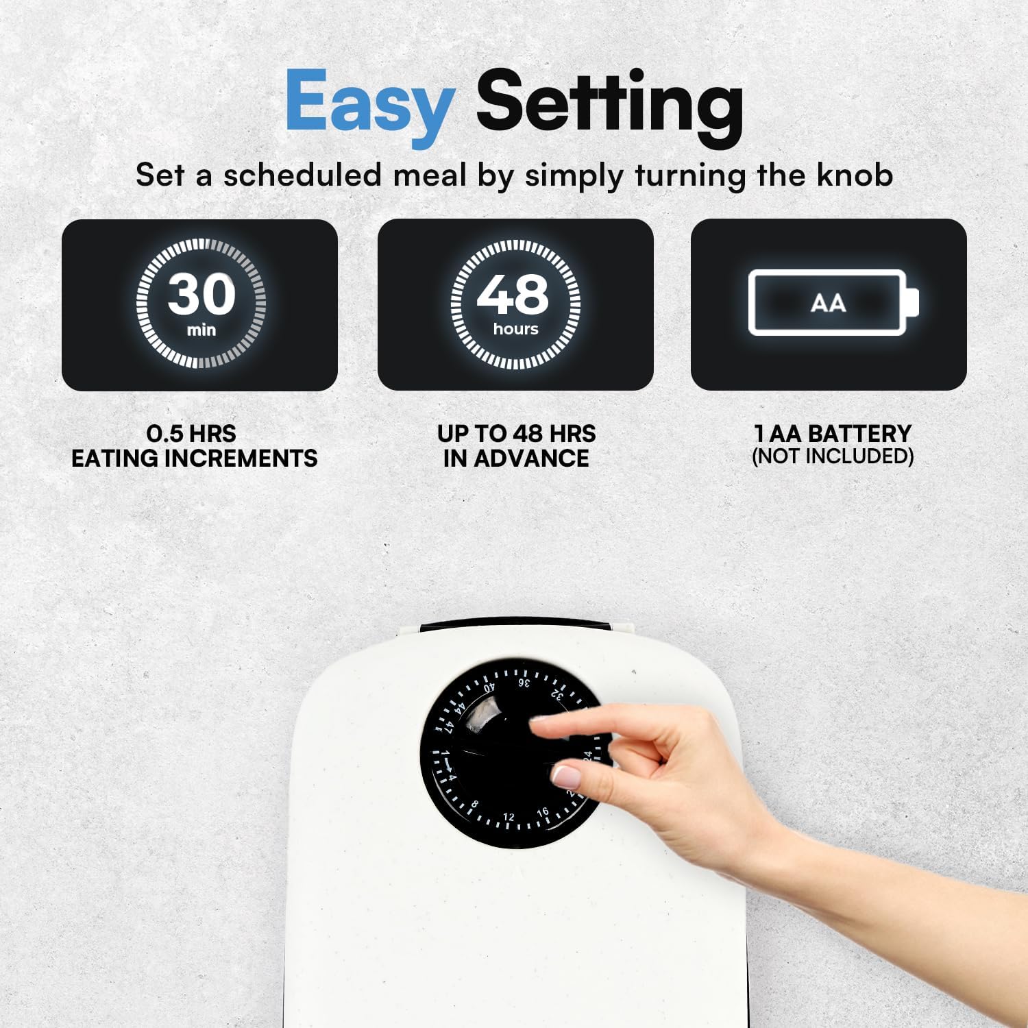 Automatic Pet Feeder for Dogs and Cats, 1.5 Cup Food Dispenser Feeder with 48-Hour Timer - Single