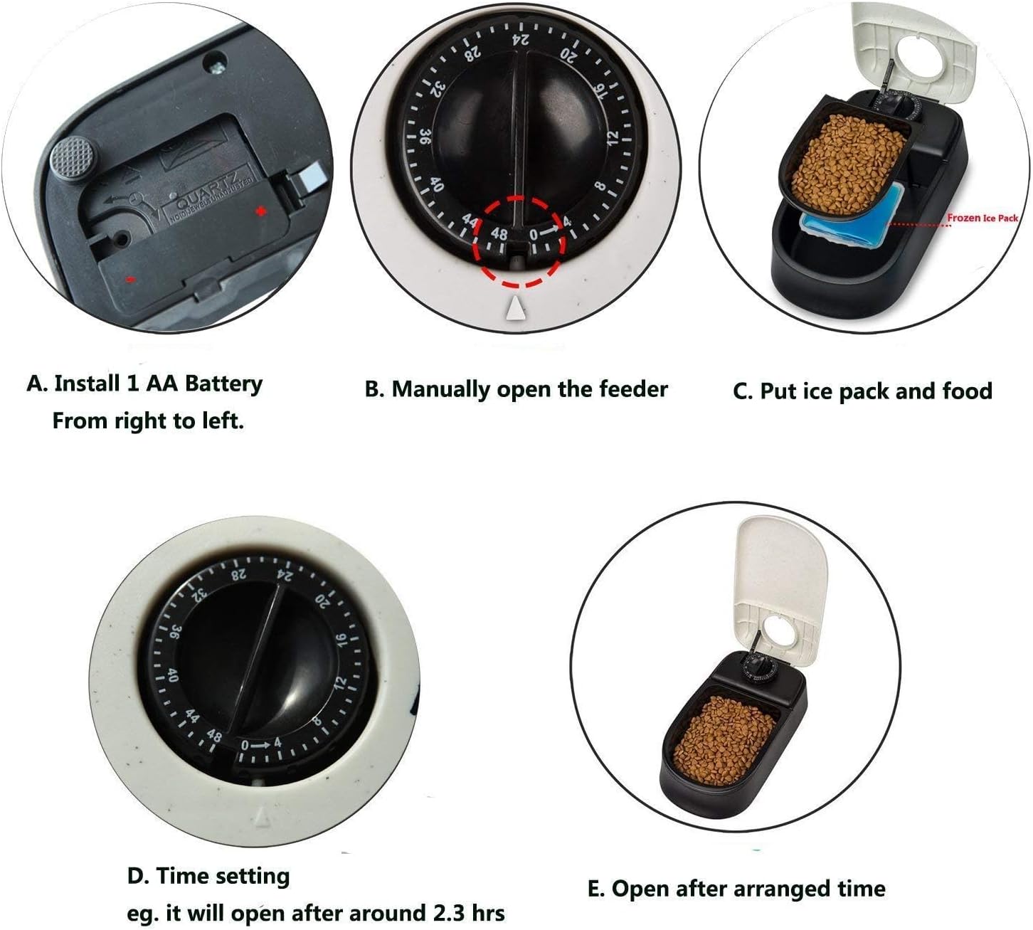 Automatic Pet Feeder for Dogs and Cats, 1.5 Cup Food Dispenser Feeder with 48-Hour Timer - Single